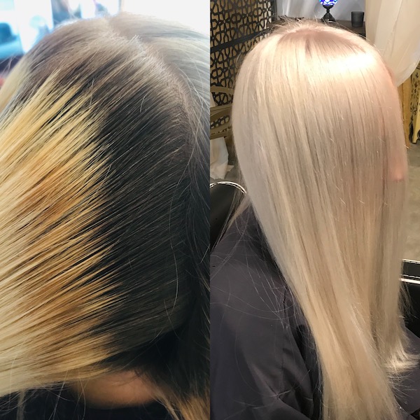 platinum blonde touch-up before-after